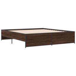 Berkfield Home Bed Frame without Mattress Brown Oak 200x200 cm - thumbnail 6