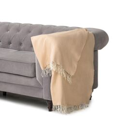 Luxury Living 100% Acrylic Throw - 150cm x 125cm - Cream - Size: 150 cm x 125 cm
