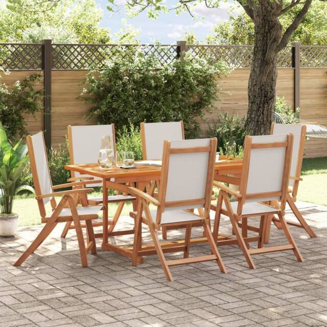 Berkfield Home 7 Piece Garden Dining Set Solid Wood Acacia & Textilene in Brown - image 1