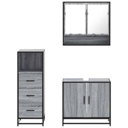 Berkfield Home Durable 3 Piece Bathroom Furniture Set Grey Sonoma Engineered Wood - thumbnail 5