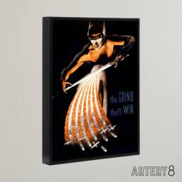 "Artery8 WWII USA Wartime Poster Grind That Will Win Framed Canvas Wall Art Print - Size: W12"" x H16""" - thumbnail 2