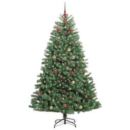 Berkfield Home Artificial Hinged Christmas Tree Green 210 cm PVC & Metal - thumbnail 3
