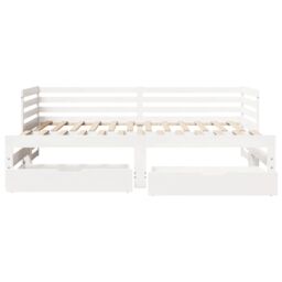 Berkfield Home Daybed with Drawers without Mattress White 90x200 cm Solid Wood - thumbnail 4
