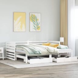 Berkfield Home Daybed with Drawers without Mattress White 90x200 cm Solid Wood - thumbnail 1