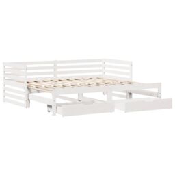 Berkfield Home Daybed with Drawers without Mattress White 90x200 cm Solid Wood - thumbnail 3