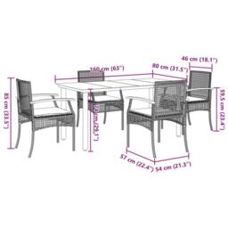 Berkfield Home 5 Piece Garden Dining Set with Cushions Black Poly Rattan - thumbnail 7