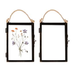 "Nicola Spring 2x Hanging Metal Photo Frames - 4"" x 6"" - Black - Picture Frame Wall Mounted Frame with Rope"