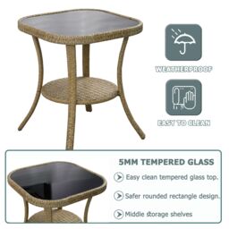 FURNITURE ONE 3 Pieces Rattan Garden Furniture Bistro Set with Glass Top Table in Beige - Size: 1 Pack - thumbnail 4