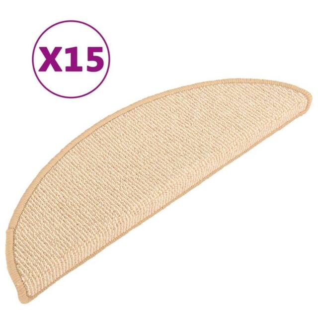 Berkfield Home Carpet Stair Treads 15 pcs Cream 56x17x3 cm - Size: Medium - image 1