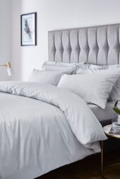 Catherine Lansfield 'Satin Stripe' 300 Thread Count Duvet Set in Grey - Size: Single
