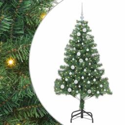 Berkfield Home Christmas Tree with 150 LEDs with Stand Green 150 cm PVC - thumbnail 2