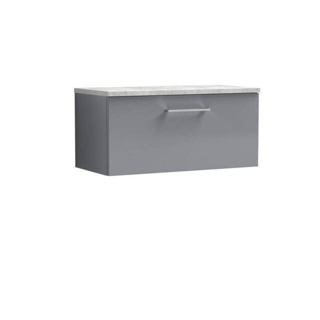 Balterley Level 800mm Wall Hung 1 Vanity Unit with Laminate Worktop - Satin Grey - image 1