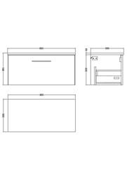 Balterley Level 800mm Wall Hung 1 Vanity Unit with Laminate Worktop - Satin Grey - thumbnail 2