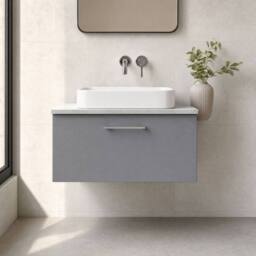 Balterley Level 800mm Wall Hung 1 Vanity Unit with Laminate Worktop - Satin Grey - thumbnail 6