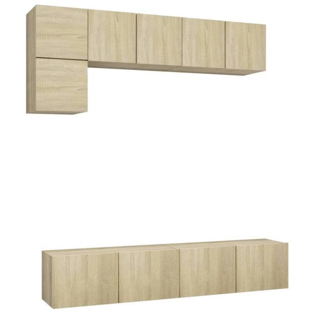 Berkfield Home 5 Piece TV Cabinet Set Sonoma Oak Engineered Wood in Light Tan - image 1