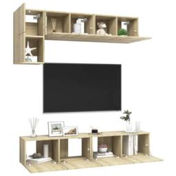 Berkfield Home 5 Piece TV Cabinet Set Sonoma Oak Engineered Wood in Light Tan - thumbnail 3