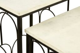 Orsina Monochromatic Set Of 2 Marble Tops Side Tables, Black Finish Square Table, Decorative Marbled Top Side Table - thumbnail 5