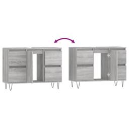 Berkfield Home Durable Bathroom Cabinet Grey Sonoma 80x33x60 cm Engineered Wood - Size: 80 x 33 x 60 cm - thumbnail 9