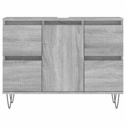Berkfield Home Durable Bathroom Cabinet Grey Sonoma 80x33x60 cm Engineered Wood - Size: 80 x 33 x 60 cm - thumbnail 4