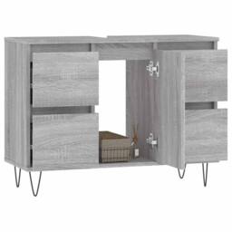 Berkfield Home Durable Bathroom Cabinet Grey Sonoma 80x33x60 cm Engineered Wood - Size: 80 x 33 x 60 cm
