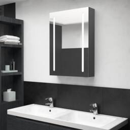 Berkfield Home LED Bathroom Mirror Cabinet Grey 50x13x70 cm - Size: 50 x 13 x 70 cm - thumbnail 2