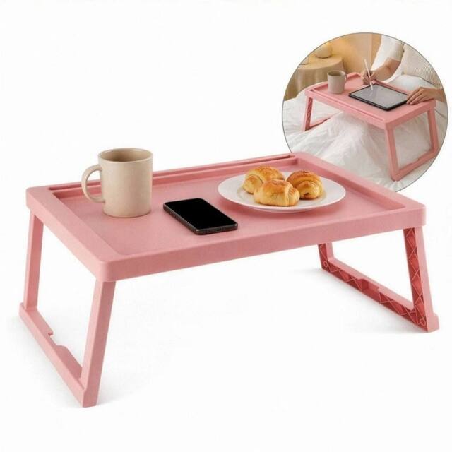 FORGEVIO Plastific Tray with Legs Folding Table Folding Bed Tray in Pink - image 1