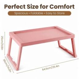 FORGEVIO Plastific Tray with Legs Folding Table Folding Bed Tray in Pink - thumbnail 2