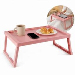 FORGEVIO Plastific Tray with Legs Folding Table Folding Bed Tray in Pink - thumbnail 1