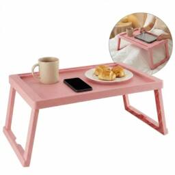 FORGEVIO Plastific Tray with Legs Folding Table Folding Bed Tray in Pink - thumbnail 4