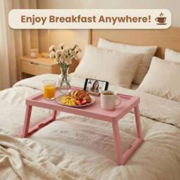 FORGEVIO Plastific Tray with Legs Folding Table Folding Bed Tray in Pink - thumbnail 3