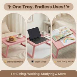FORGEVIO Plastific Tray with Legs Folding Table Folding Bed Tray in Pink - thumbnail 5