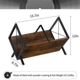 Nordara Wood Record Storage Rack 80LP Vinyl Record Organizer for Albums Files in Brown - thumbnail 2