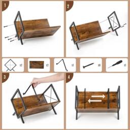 Nordara Wood Record Storage Rack 80LP Vinyl Record Organizer for Albums Files in Brown - thumbnail 5