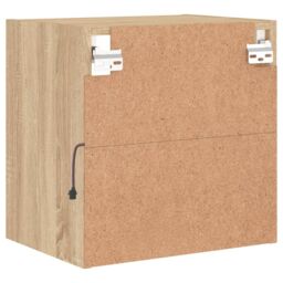 Berkfield Home Bedside Cabinet with LED Lights Wall-mounted Sonoma Oak in Brown - thumbnail 9