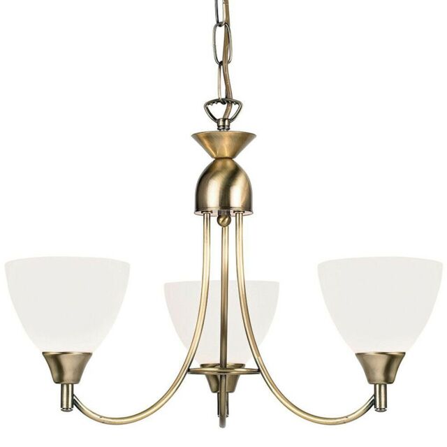 Loops Hanging Ceiling Pendant Light ANTIQUE BRASS 3x Shade Lamp Bulb Holder Fitting in Metallics - image 1