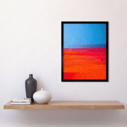 "Artery8 Wall Art Print Abstract Minimalist Steps Painting Blue Purple Pink Orange Red Art Framed in Black - Size: W12"" x H16""" - thumbnail 2