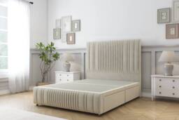 "Comfort Beds The Foxy Plush Divan Base No Drawers - 54"" Headboard-Footboard in Cream - Size: Super King" - thumbnail 3