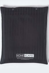 Homescapes Egyptian Cotton Satin Stripe Flat Sheet 330 Thread Count in Black - Size: Super King Flat - thumbnail 5
