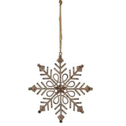 Lemon Pavilion Furniture and Decor Rustic Hanging Gem Snowflake Bauble Decoration - L1xW13xH18 cm - White - thumbnail 1