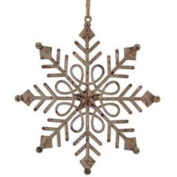Lemon Pavilion Furniture and Decor Rustic Hanging Gem Snowflake Bauble Decoration - L1xW13xH18 cm - White - thumbnail 2