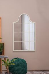 "MirrorOutlet White Metal Framed Arched Wall Mirror 41"" X 24"" (104CM X 62CM) - Size: 1 Pack"