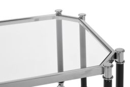 Orsina Silver Chrome Finish End Table, Clear Tempered Glass Octagonal Top, Stainless Steel Frame in Black - thumbnail 5