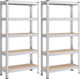 SONGMICS Set of 2 Garage Shelving Units with 5 Adjustable Shelves in Silver - thumbnail 9