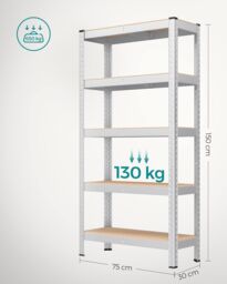 SONGMICS Set of 2 Garage Shelving Units with 5 Adjustable Shelves in Silver - thumbnail 3