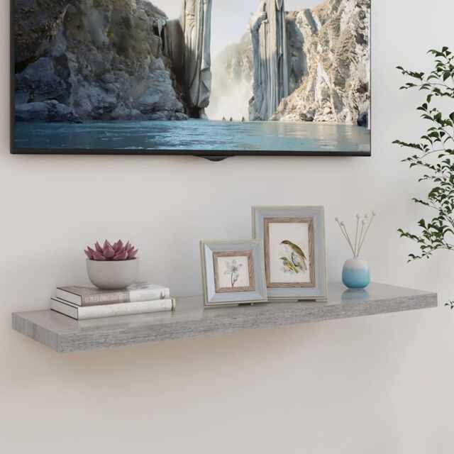 Berkfield Home Floating Wall Shelf Concrete Grey 90x23.5x3.8 cm MDF - image 1
