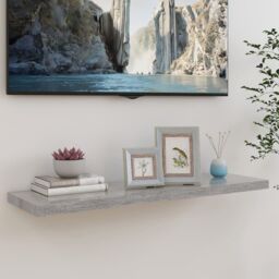 Berkfield Home Floating Wall Shelf Concrete Grey 90x23.5x3.8 cm MDF - thumbnail 1