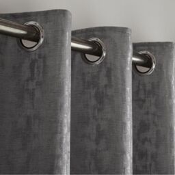 Luxury Living Keswick Fully Lined Ring Top Curtains in Metallic Silver - Size: 117 cm width x 183 cm drop - thumbnail 2