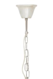 Orsina Nickel Pendant Light, Drum-Shaped 6 Bulb Ceiling Fixture, Fluted Clear Glass Panels, Contemporary Lighting in Silver - thumbnail 5