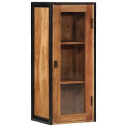 Berkfield Home Bathroom Wall Cabinet 40x30x90 cm Solid Wood Acacia & Iron in Brown - Size: 40 x 30 x 90 cm - thumbnail 1
