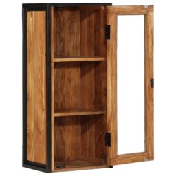 Berkfield Home Bathroom Wall Cabinet 40x30x90 cm Solid Wood Acacia & Iron in Brown - Size: 40 x 30 x 90 cm - thumbnail 2